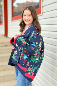 Wildflower Whisper Padded Jacket - Navy