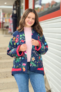 Wildflower Whisper Padded Jacket - Navy