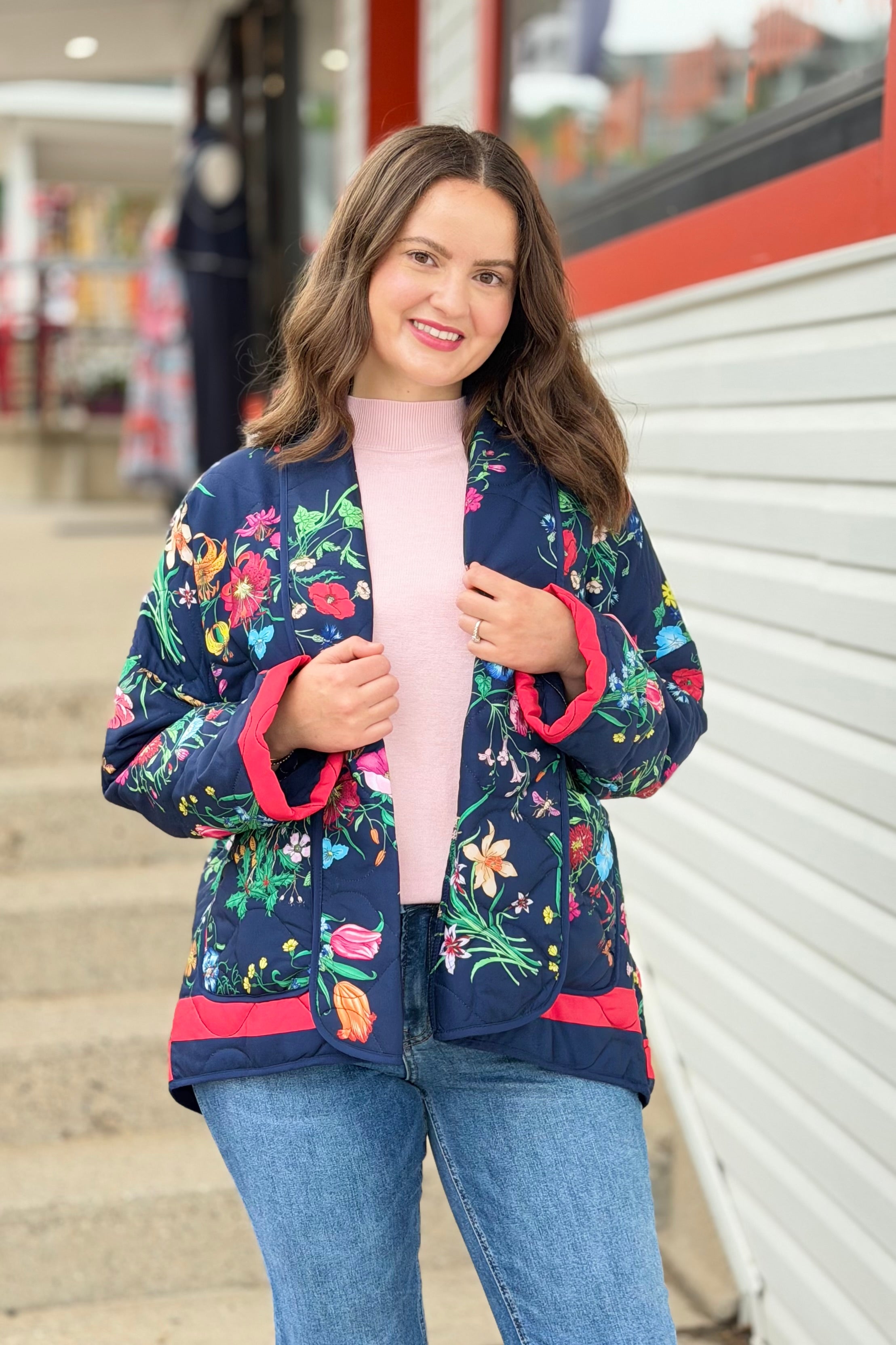 Wildflower Whisper Padded Jacket - Navy