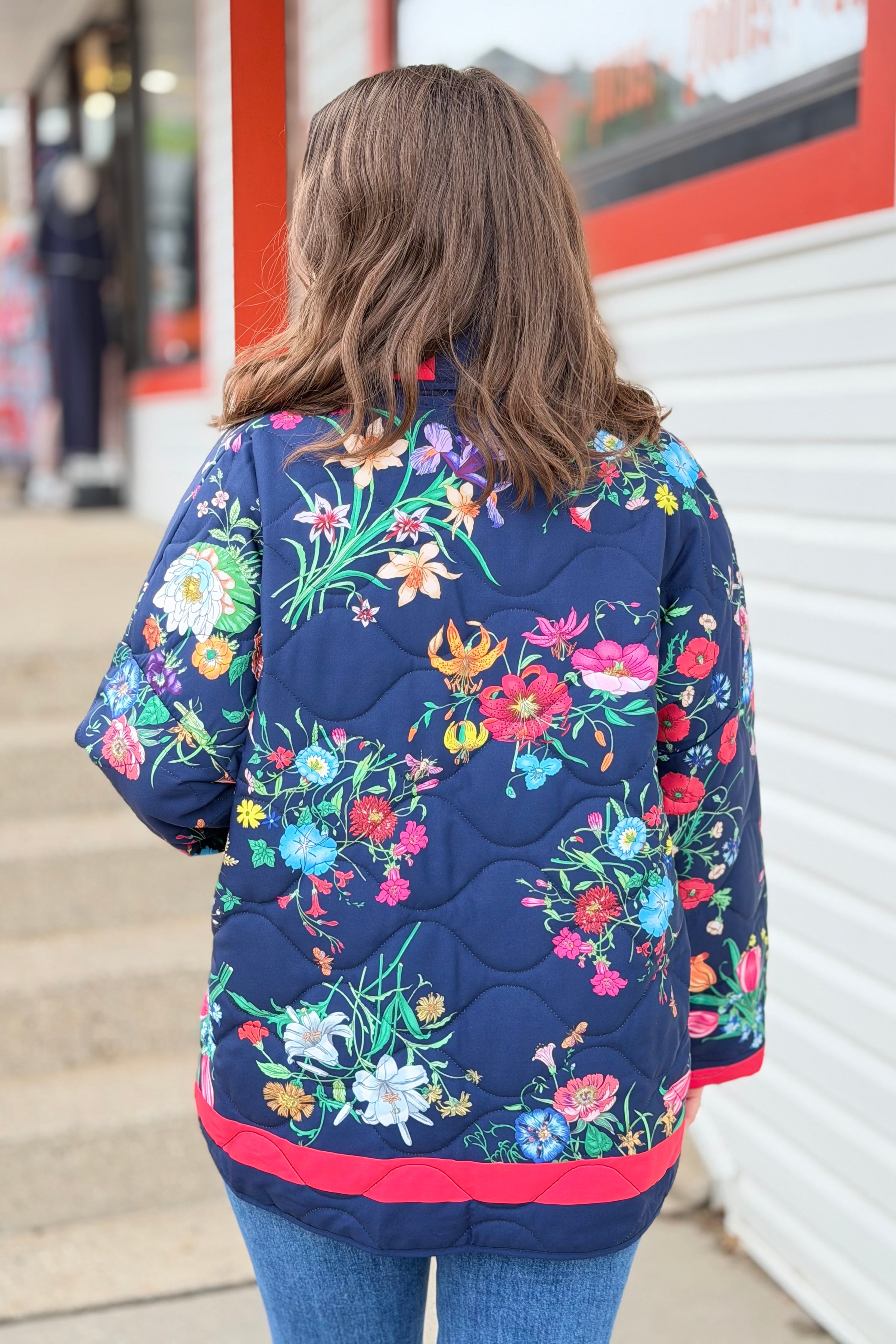 Wildflower Whisper Padded Jacket - Navy