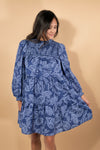 Floral Smocked Tiered Mini Dress - Navy