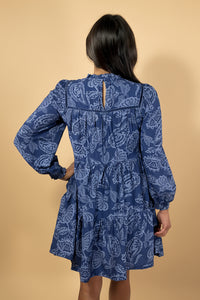 Floral Smocked Tiered Mini Dress - Navy