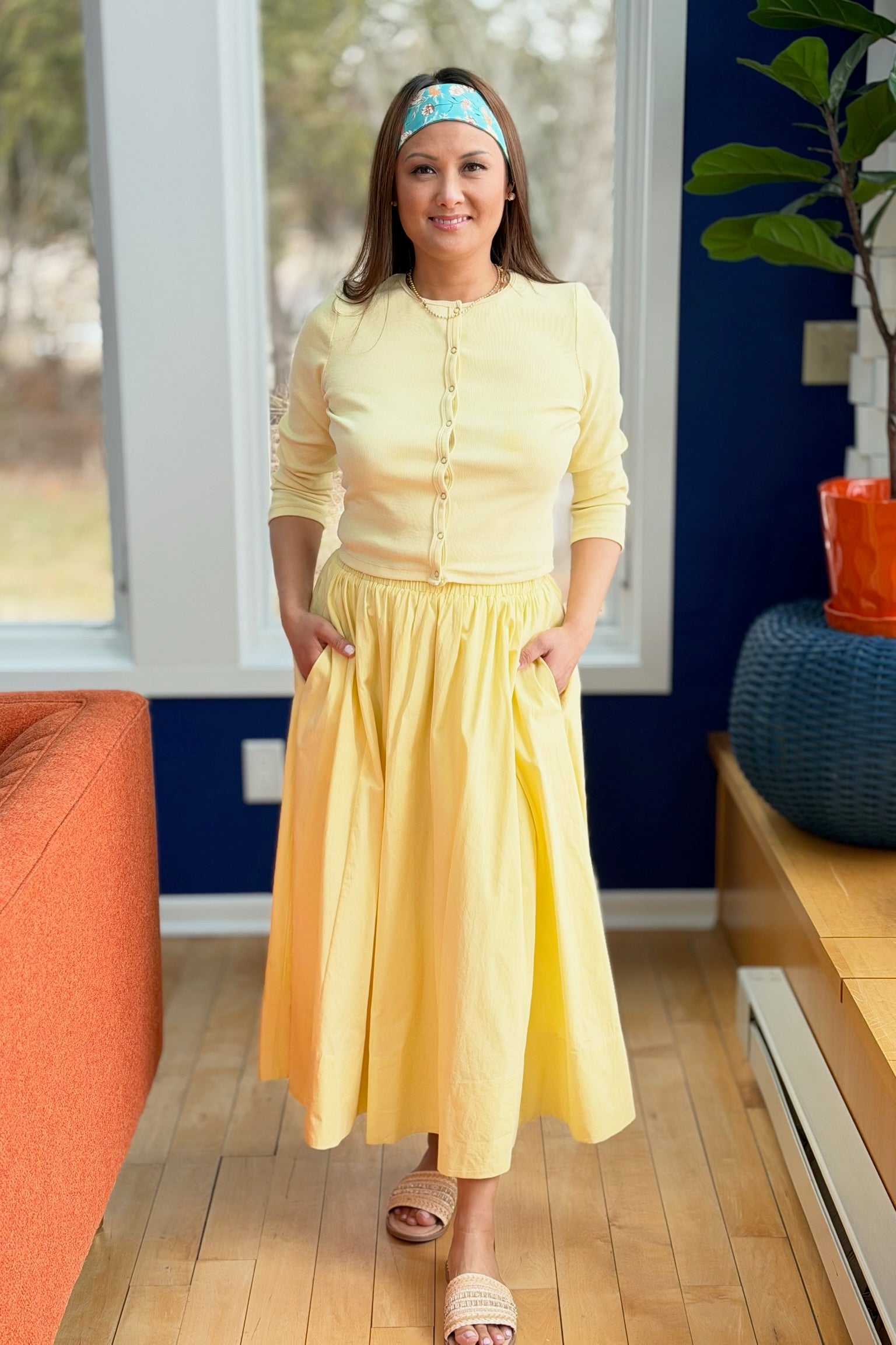 Button Down Cardigan - Lemon