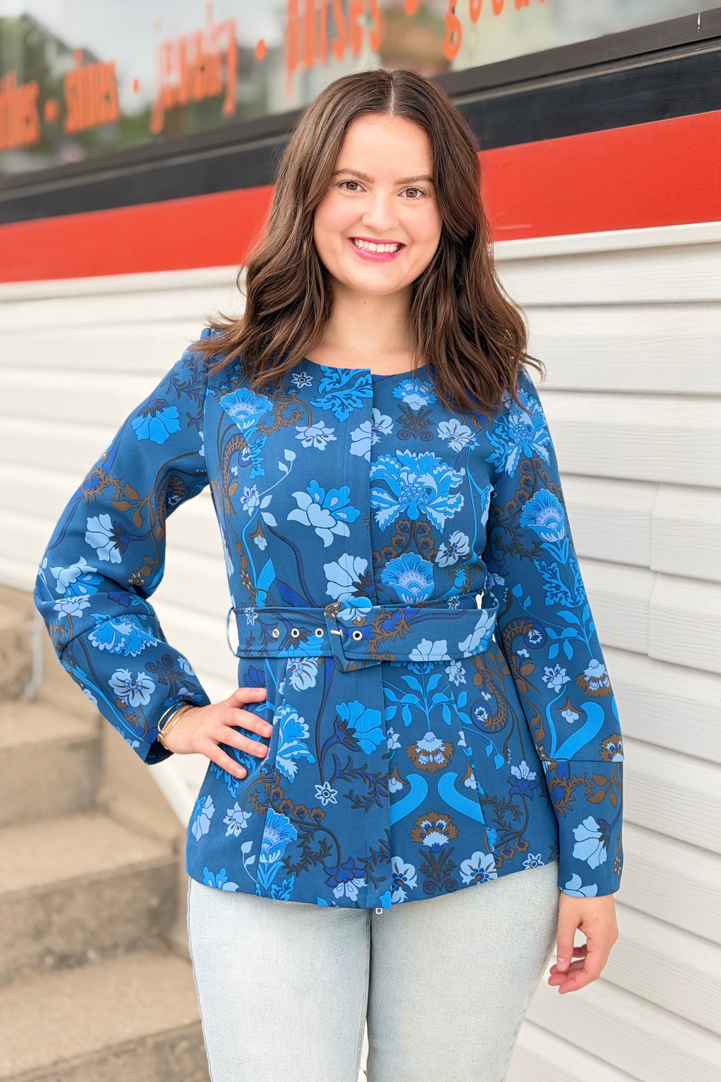 Palmate Floral Lutie Peplum Jacket