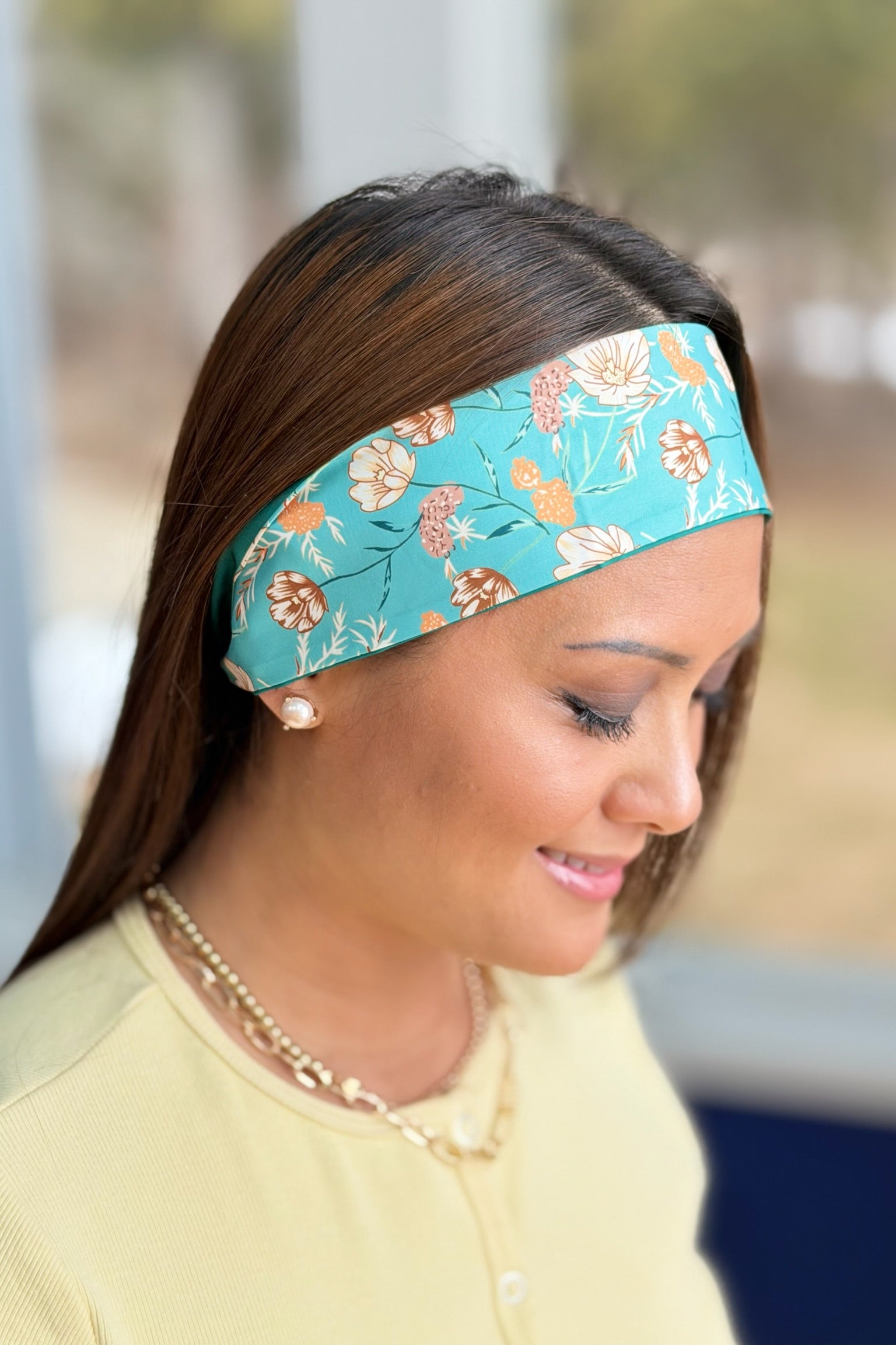 Twilly Scarf Bowknot - Green Floral