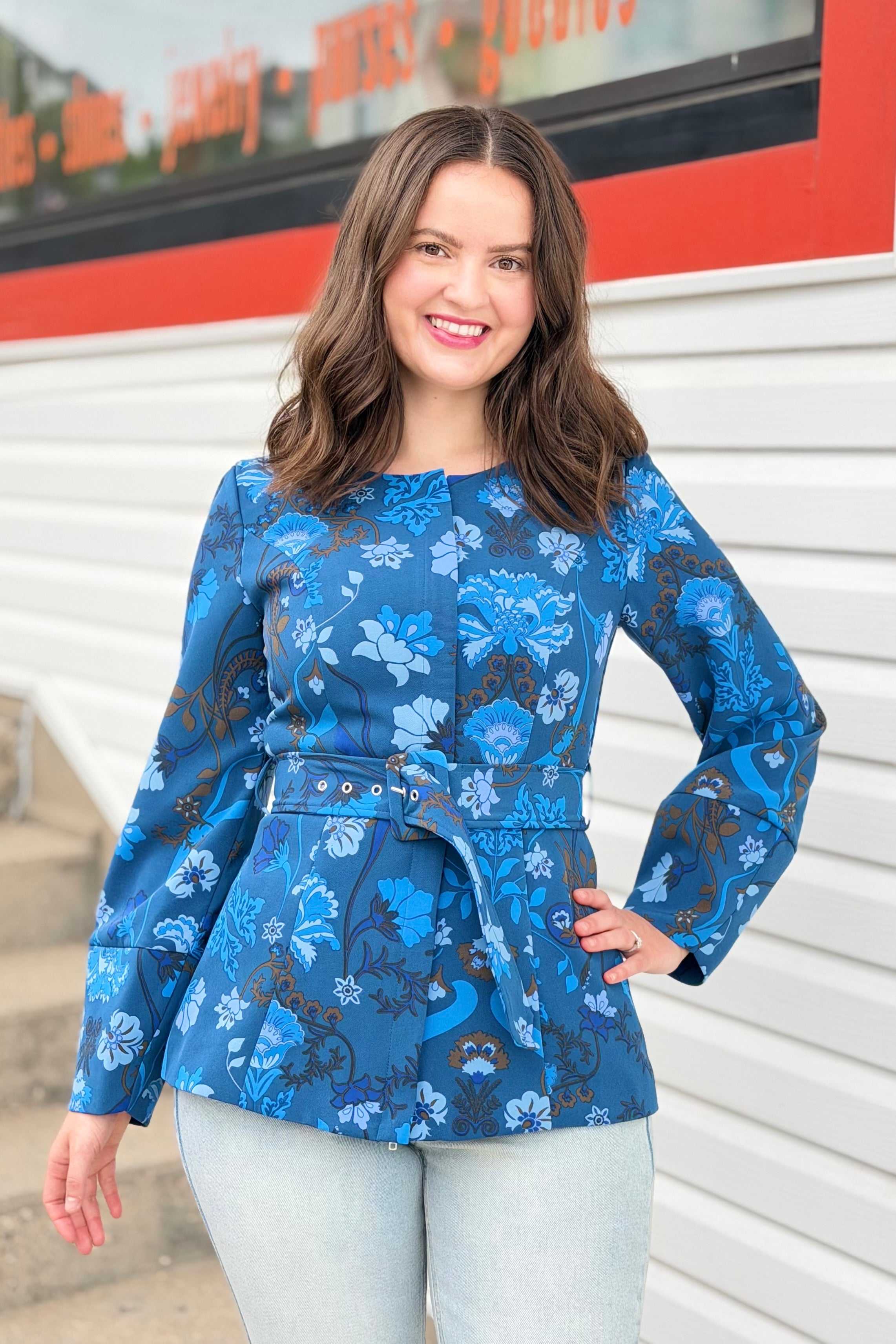 Palmate Floral Lutie Peplum Jacket