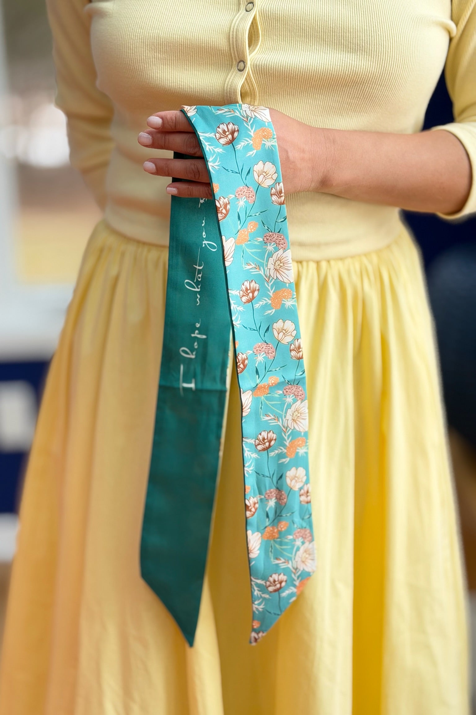 Twilly Scarf Bowknot - Green Floral