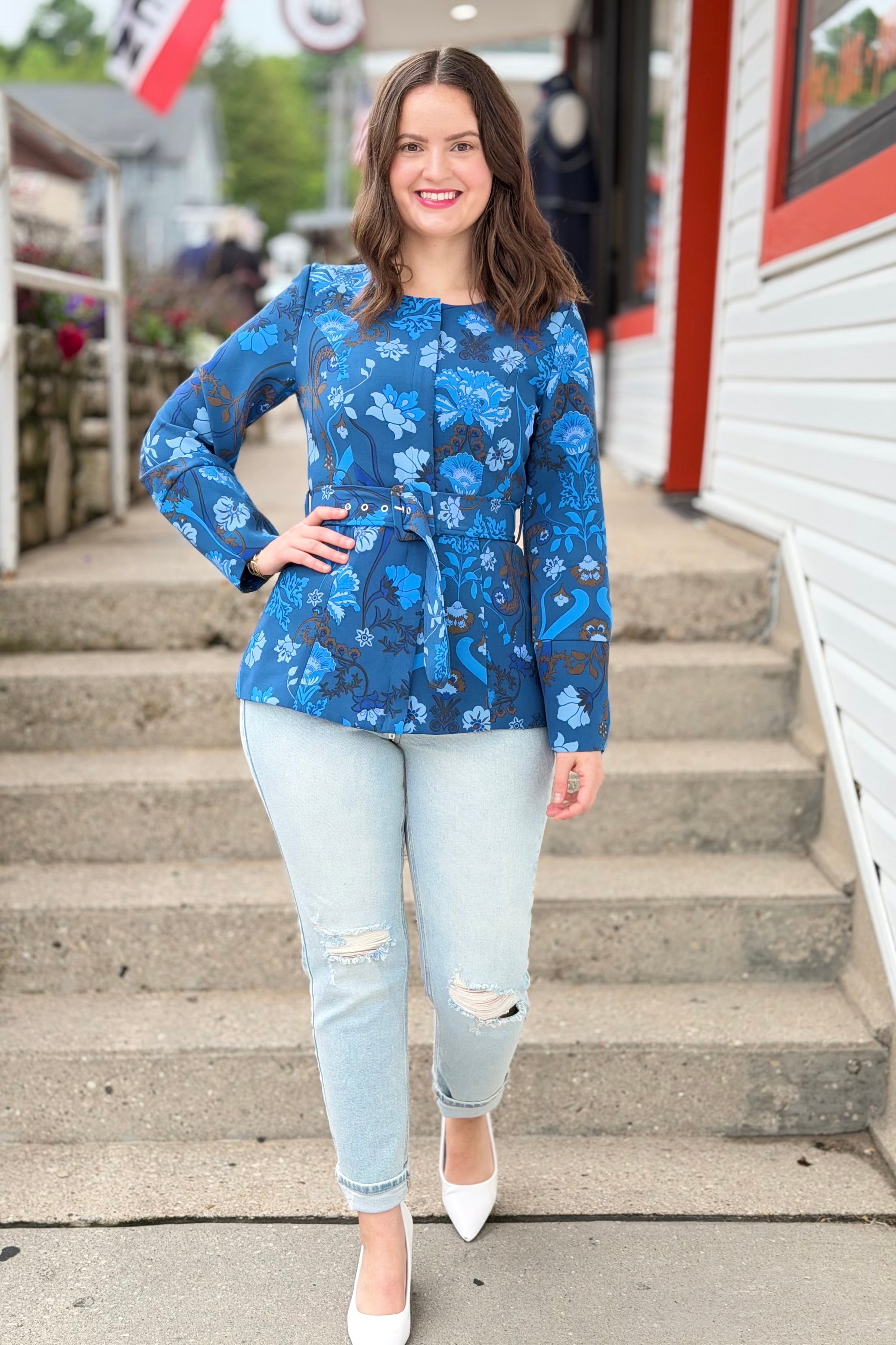 Palmate Floral Lutie Peplum Jacket