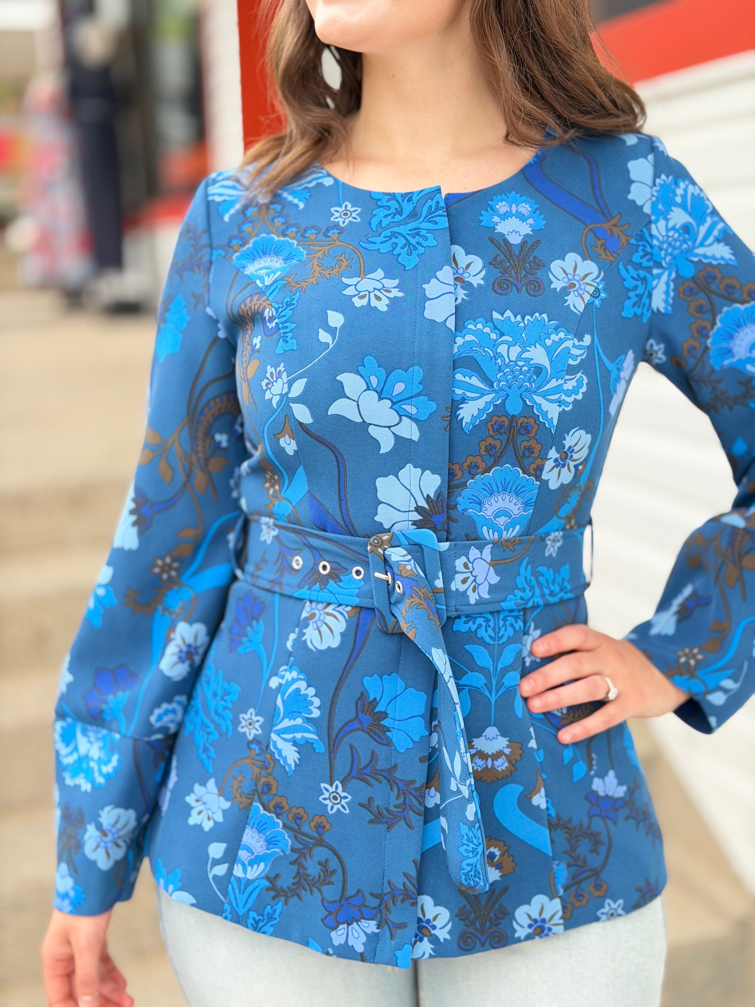 Palmate Floral Lutie Peplum Jacket