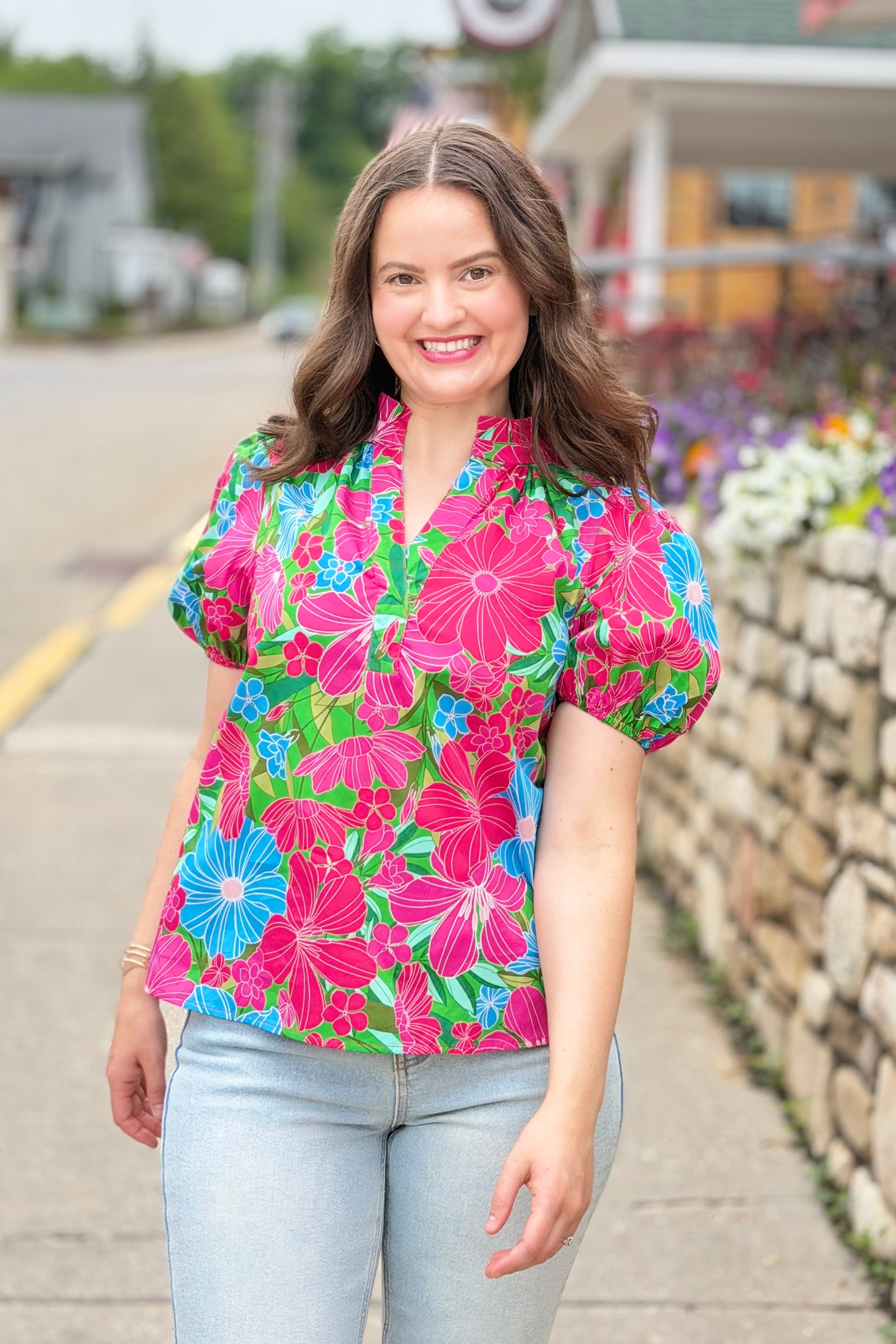 Josy Puff Sleeve Top Mervy Floral