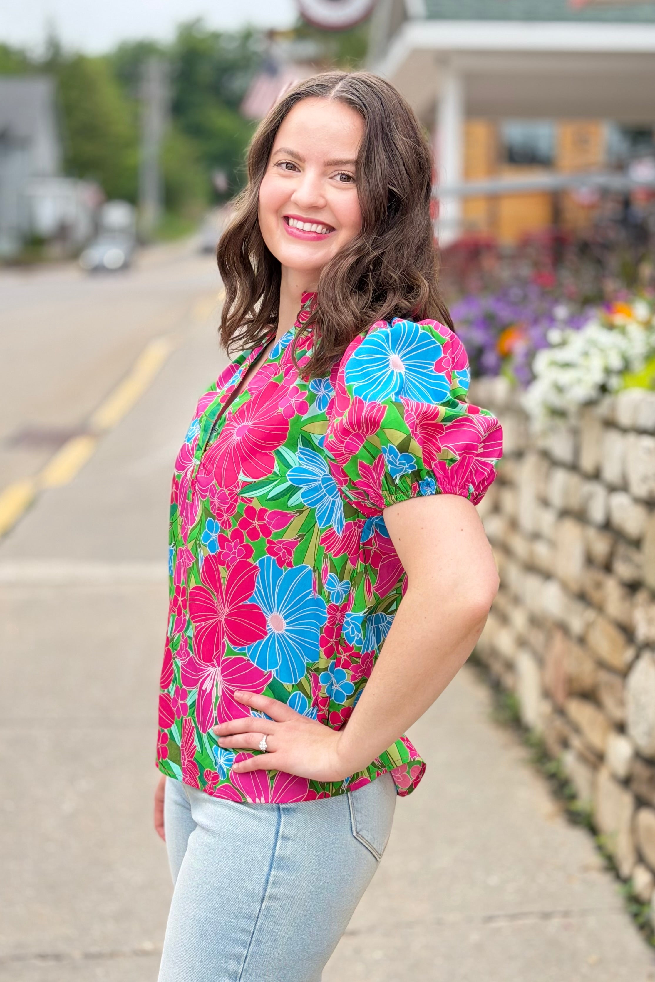 Josy Puff Sleeve Top Mervy Floral
