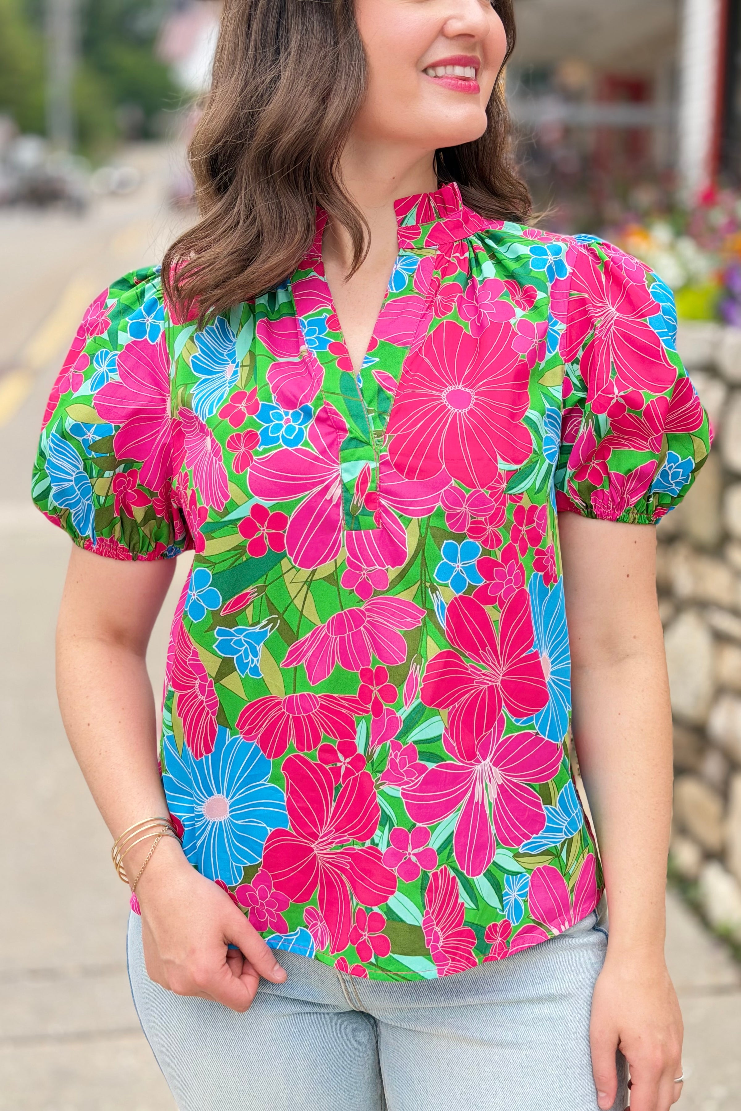 Josy Puff Sleeve Top Mervy Floral