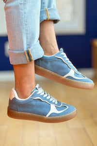 Faux Suede Fashion Sneakers – Blue