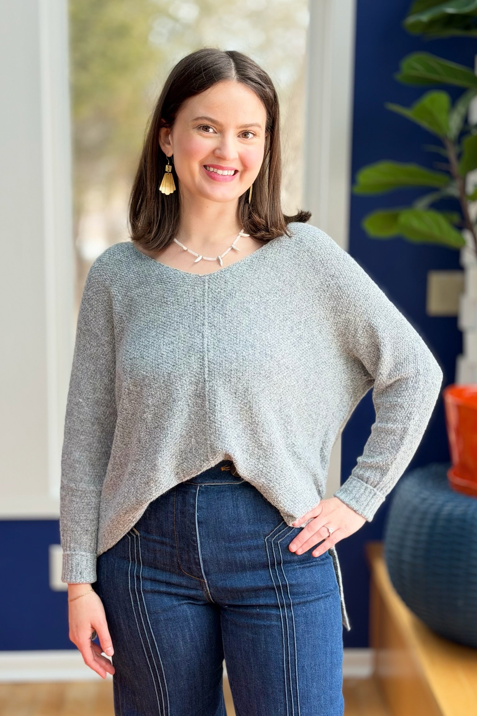 Lightweight Loose Fit Sweater - Grey