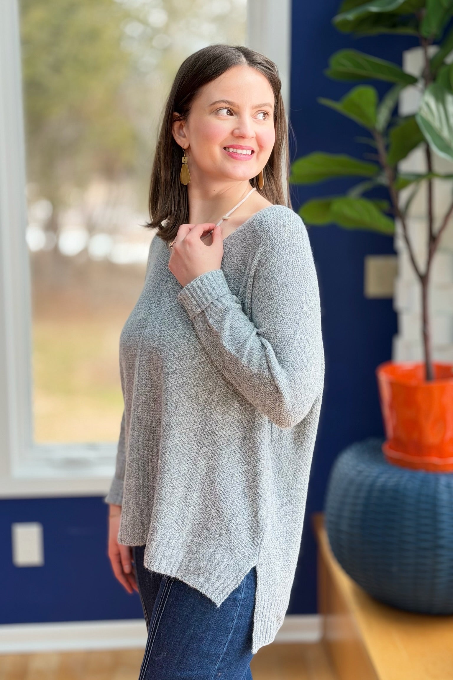 Lightweight Loose Fit Sweater - Grey
