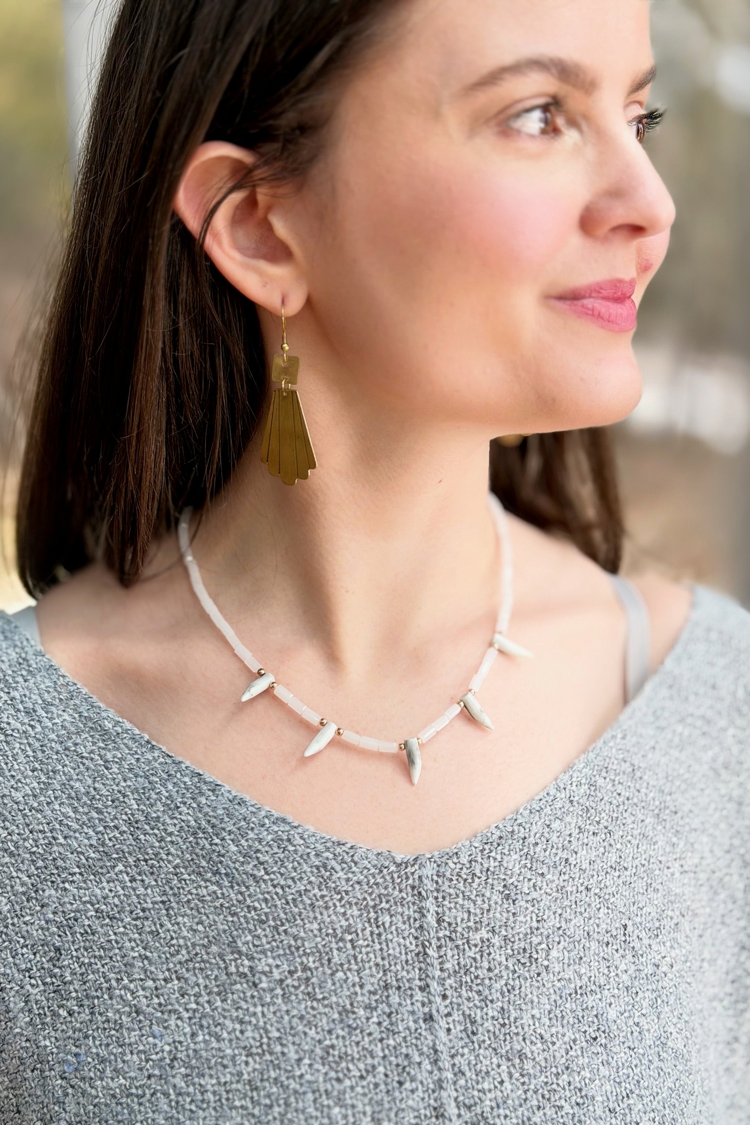 Aurora Tip Beaded Necklace - White