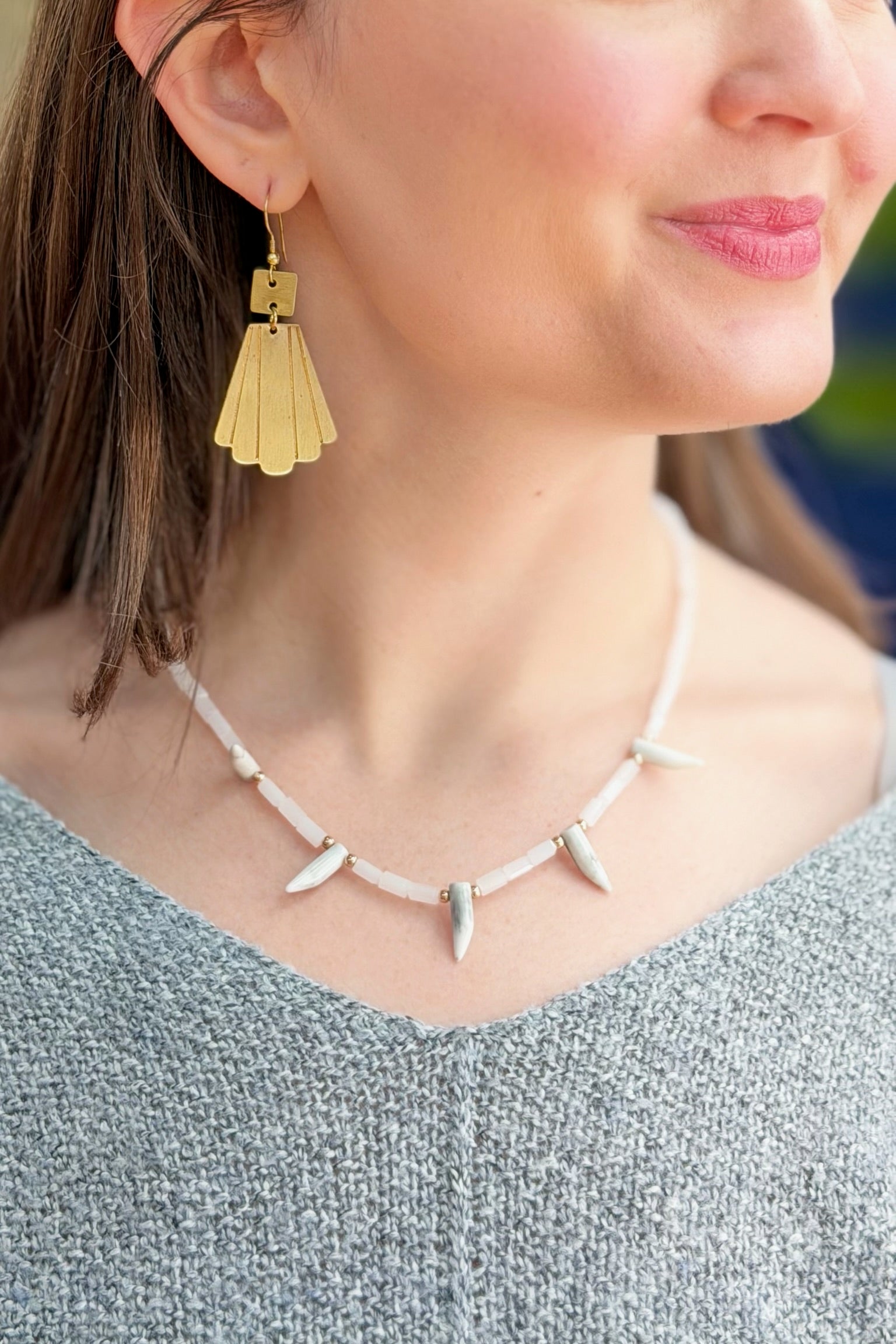 Aurora Tip Beaded Necklace - White