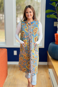 Bold Printed Sleeveless Long Vest