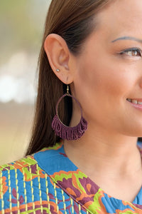 Beaded Earrings - Plum