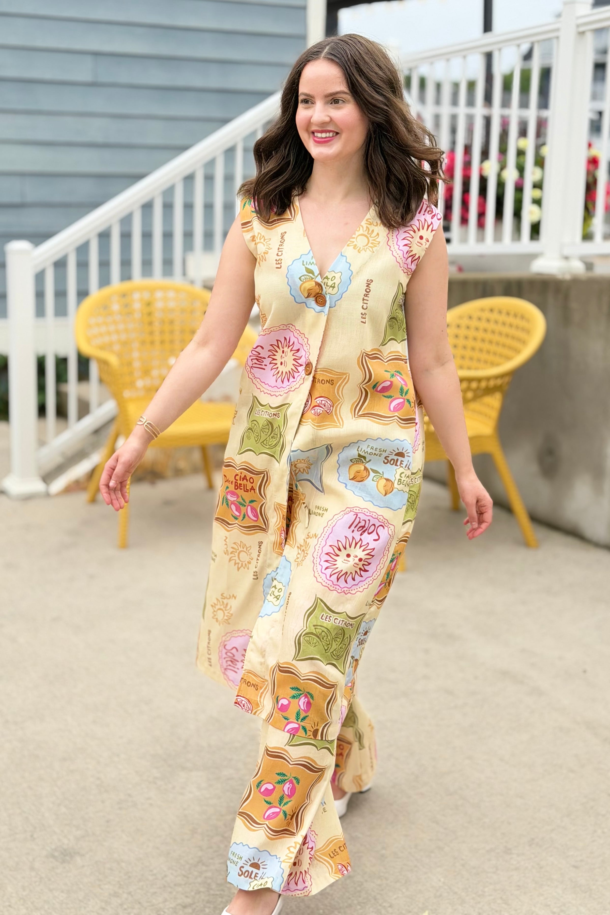 Printed Long Vest Duster