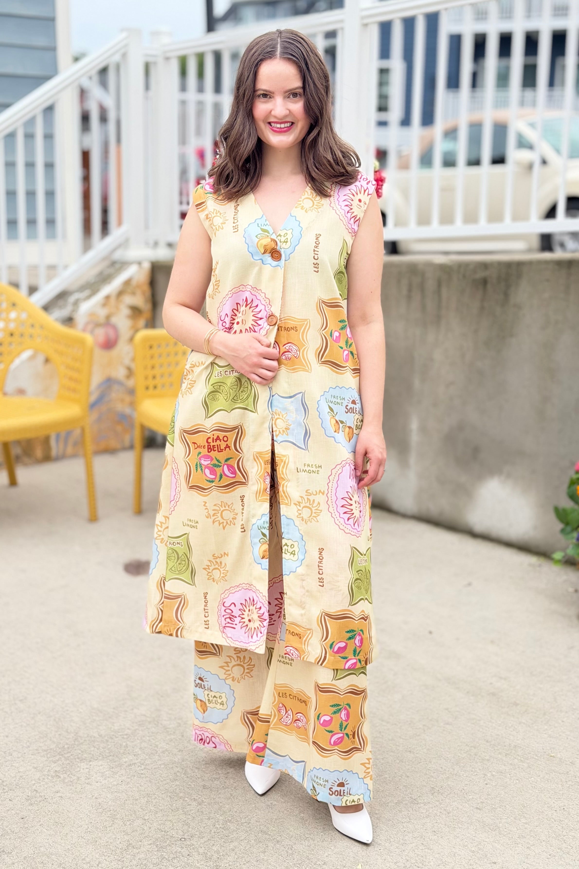 Printed Long Vest Duster
