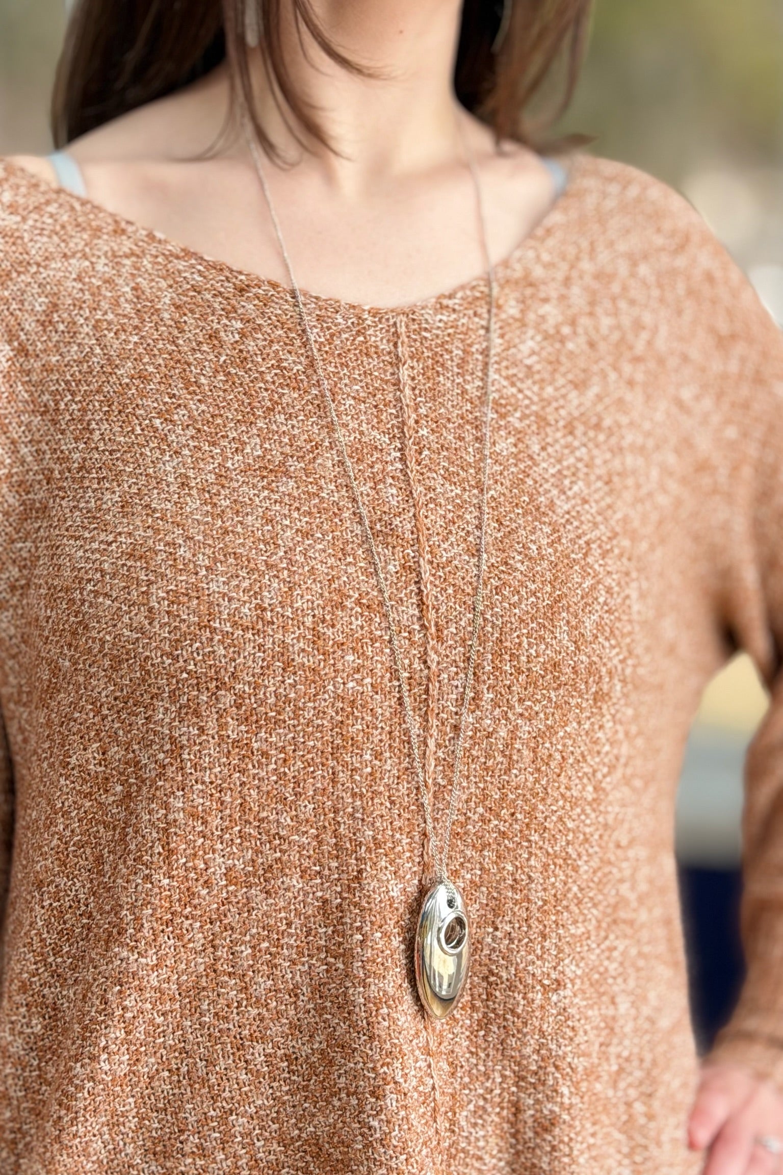 Long Submarine Pendant Necklace Silver