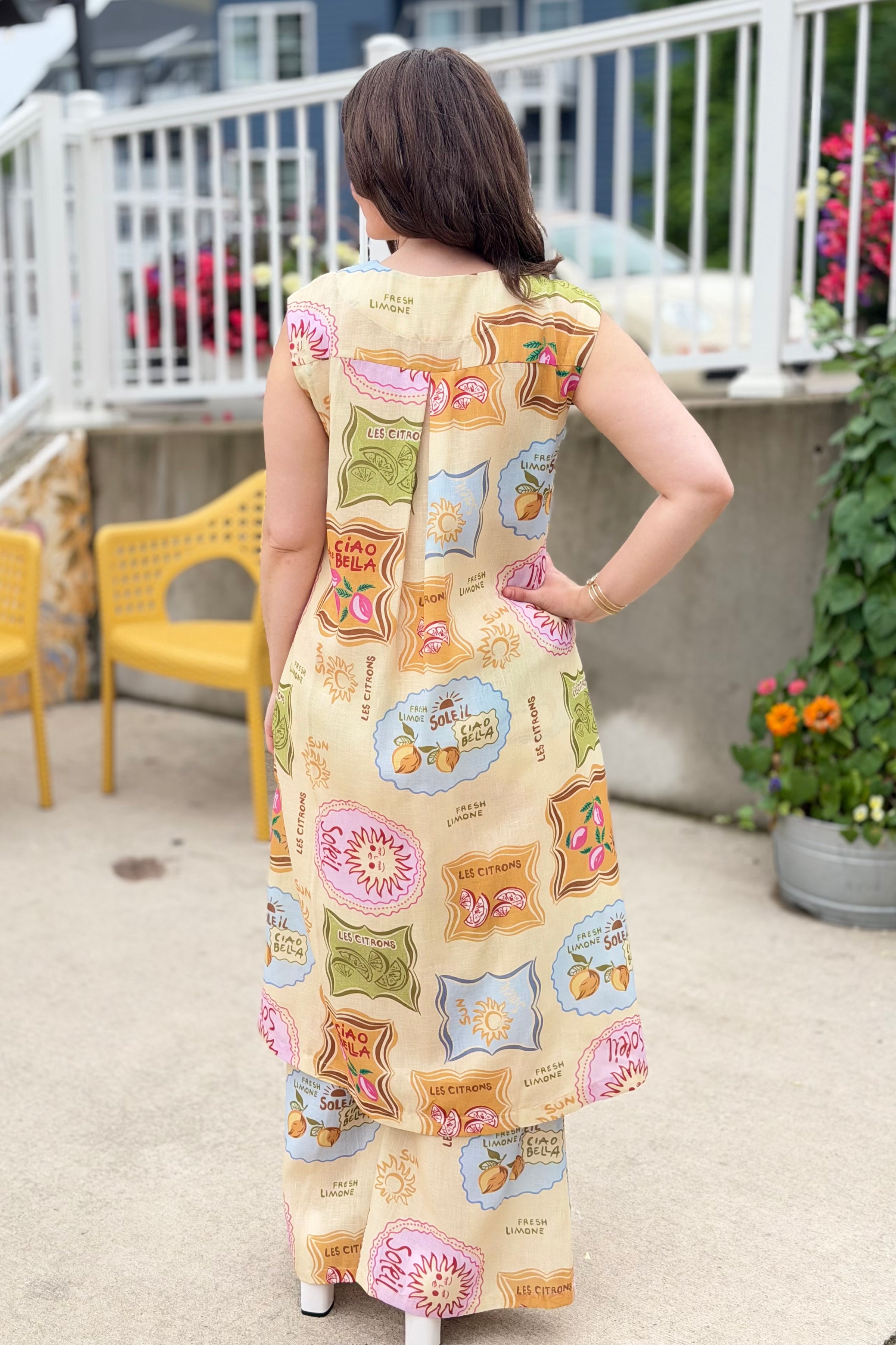 Printed Long Vest Duster