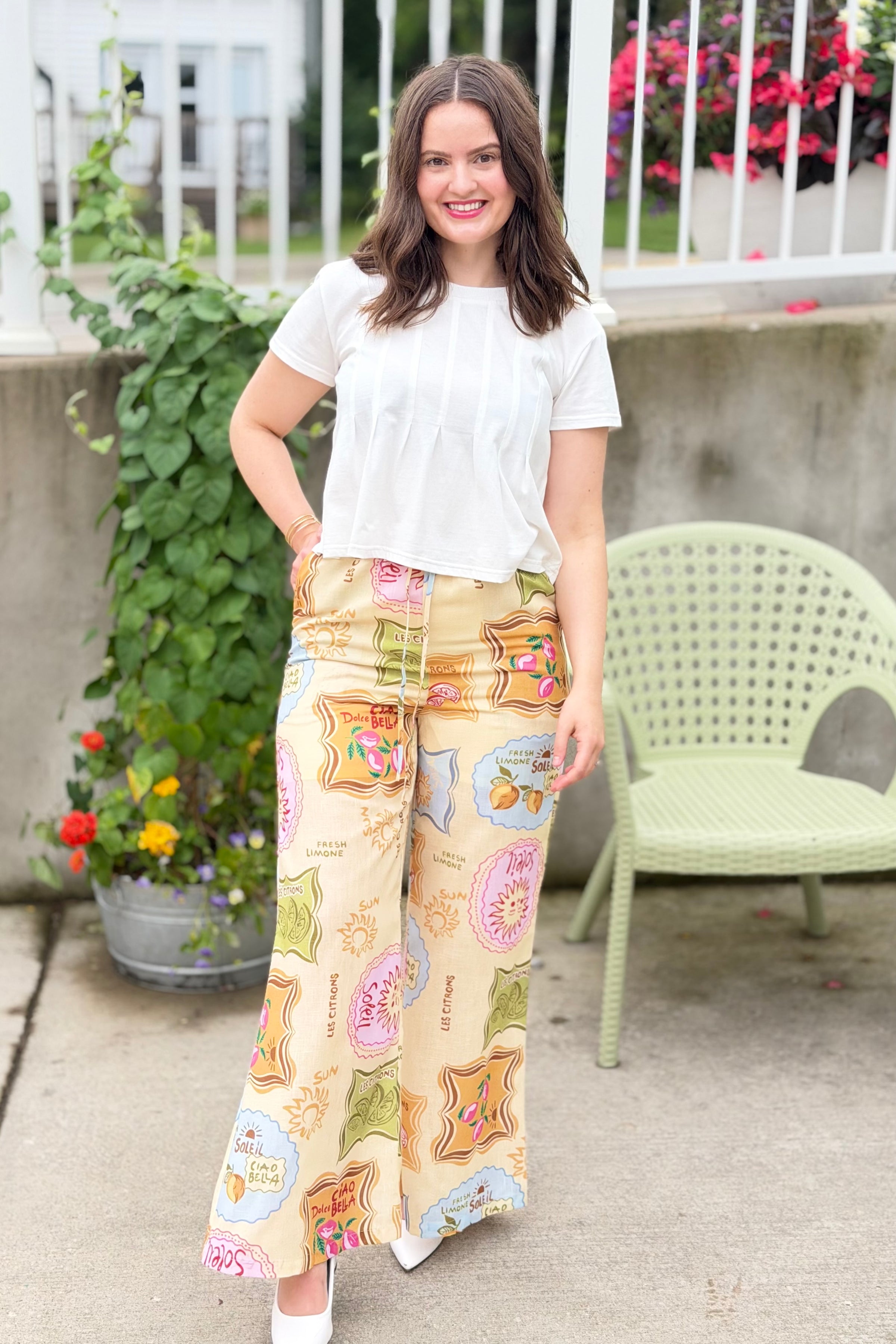 Printed Wide Leg Pants