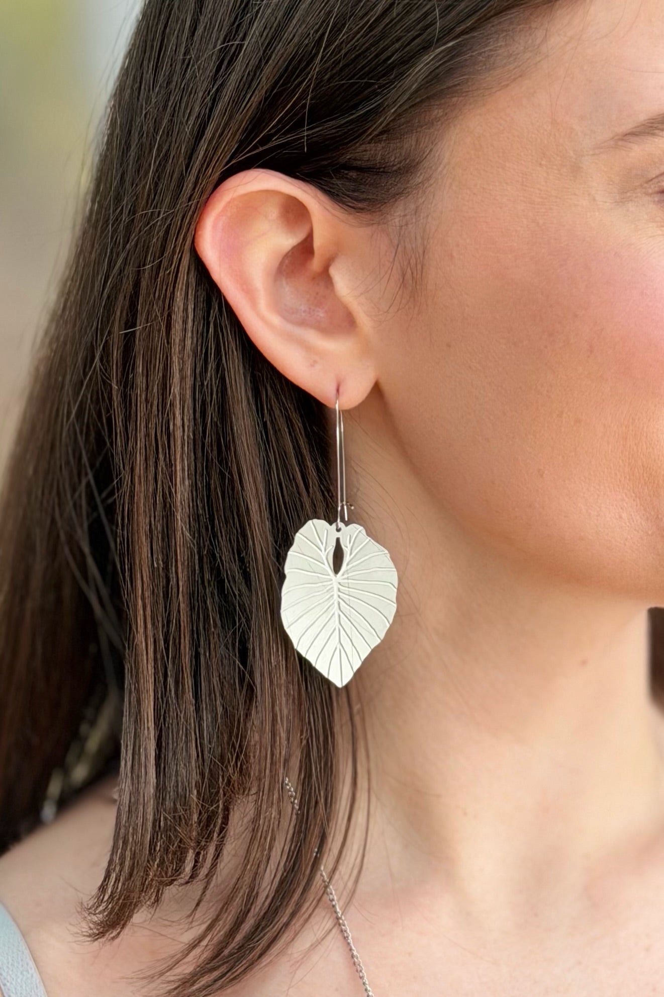 Alocasia Leaf Earrings - Silver