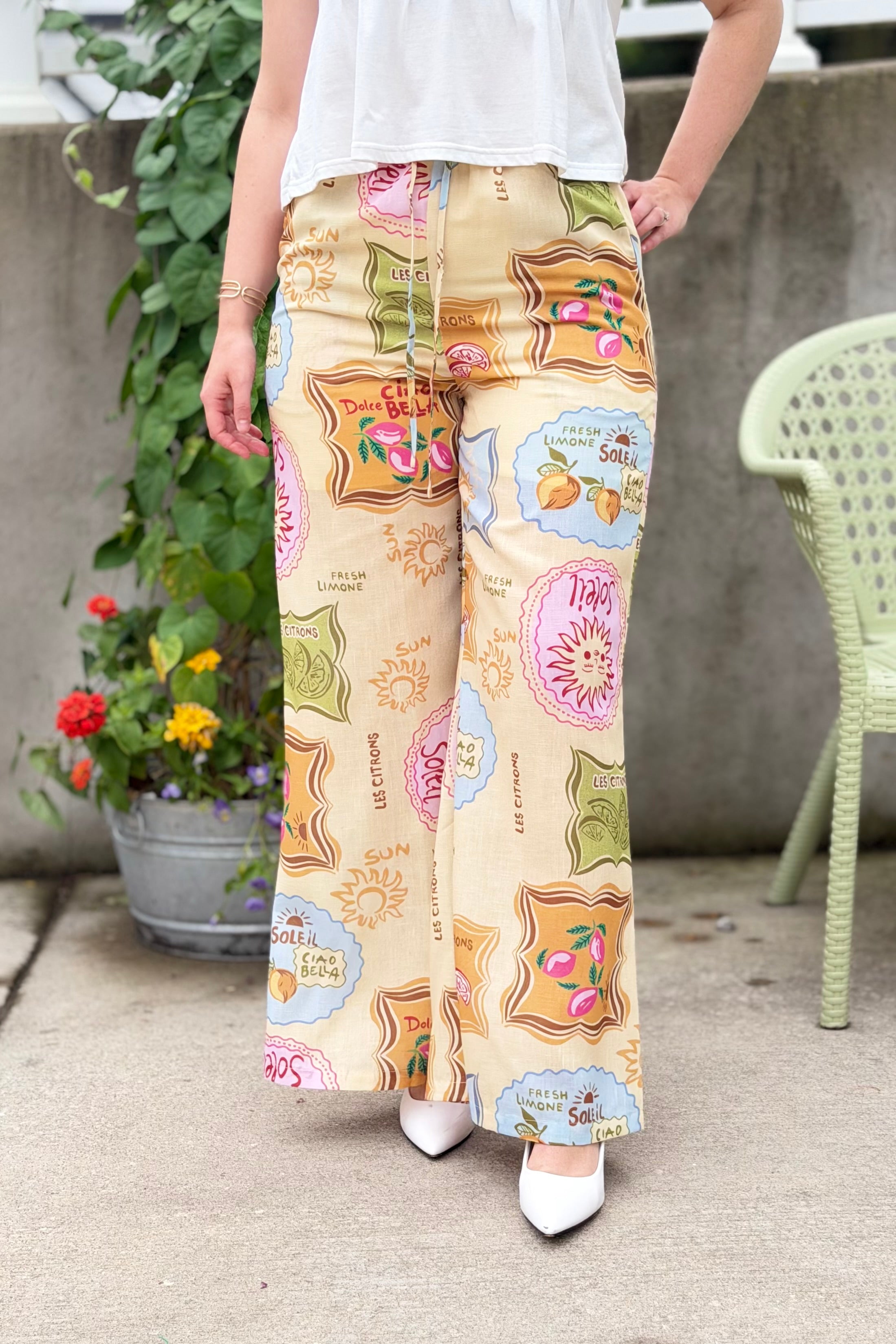 Printed Wide Leg Pants