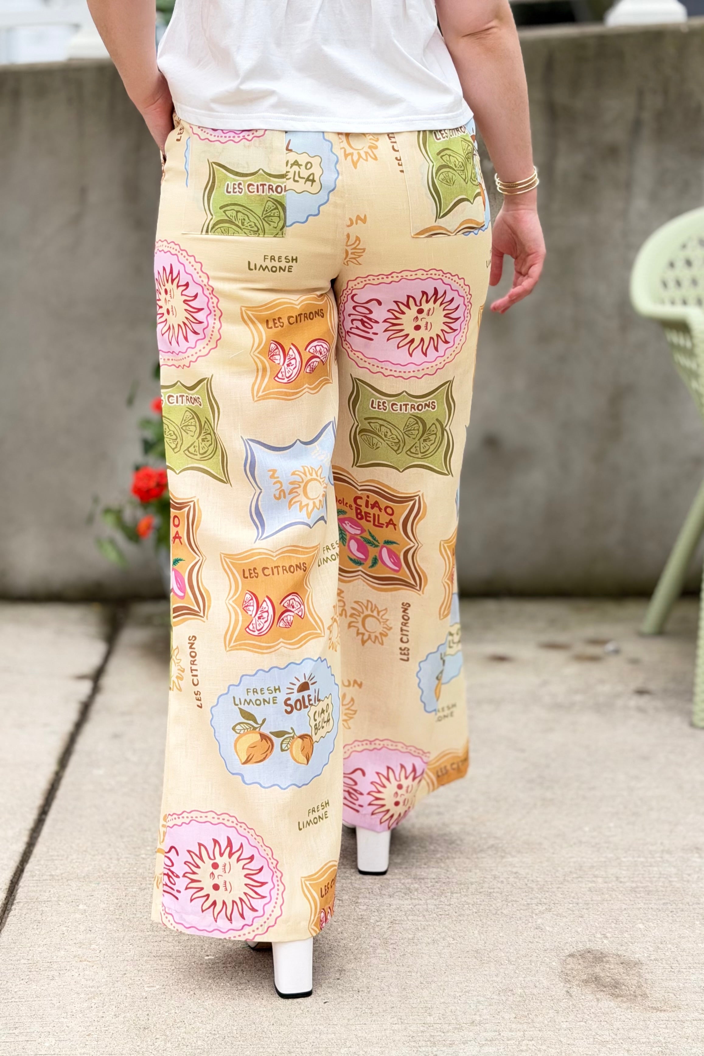 Printed Wide Leg Pants