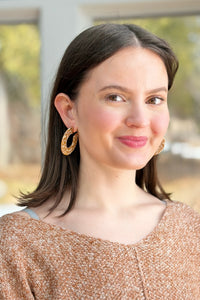 Tan & White Hoop Earrings
