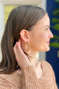 Tan & White Hoop Earrings