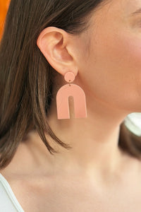 Solid Rainbow Shape Earrings Pink