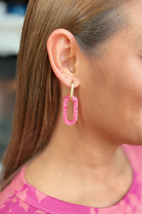 Resin Hook Drop Earring - Pink