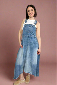 Overall Midi Dress - Washed Denim