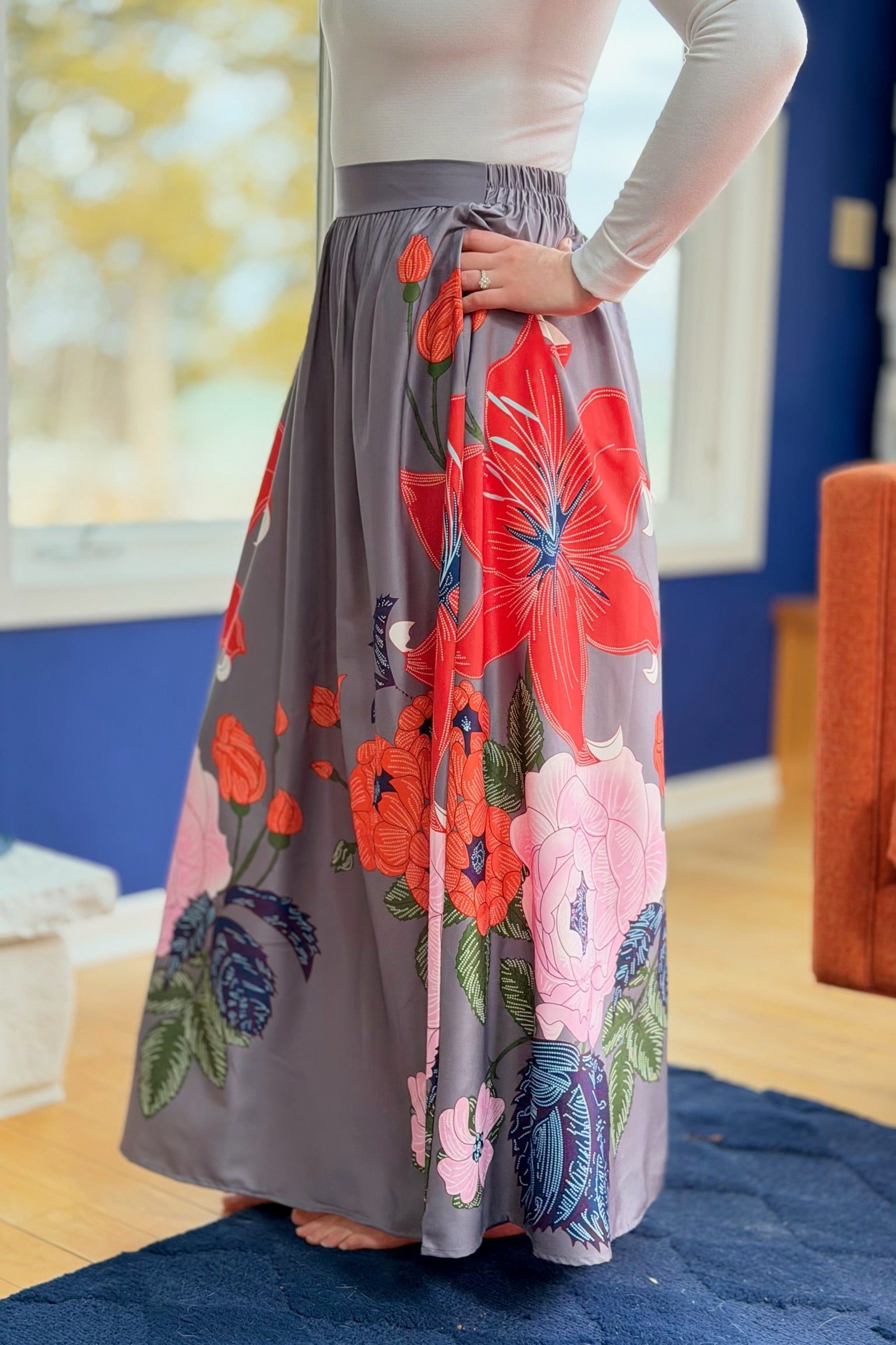 High Waist Flared Pocket Skirt