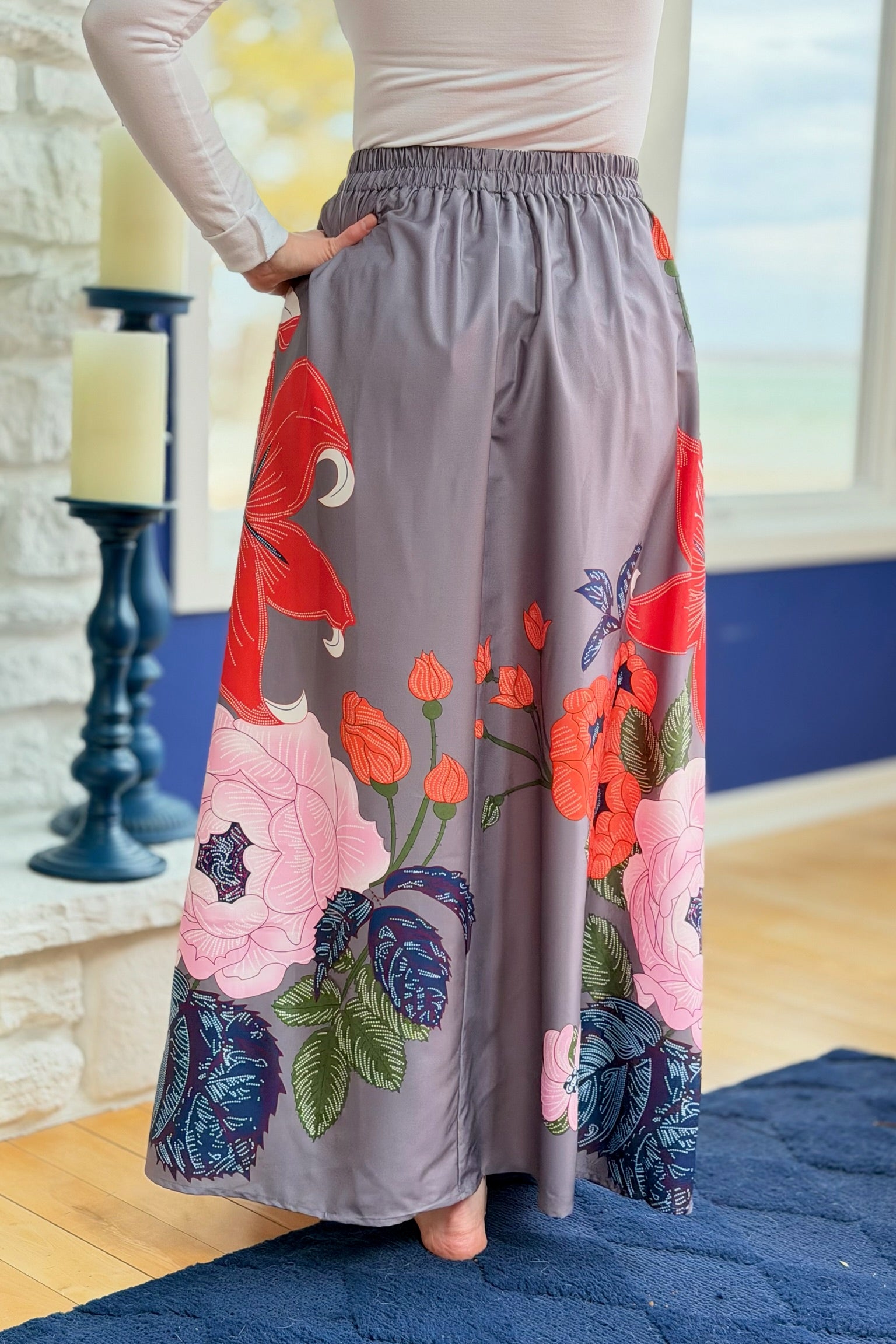 High Waist Flared Pocket Skirt