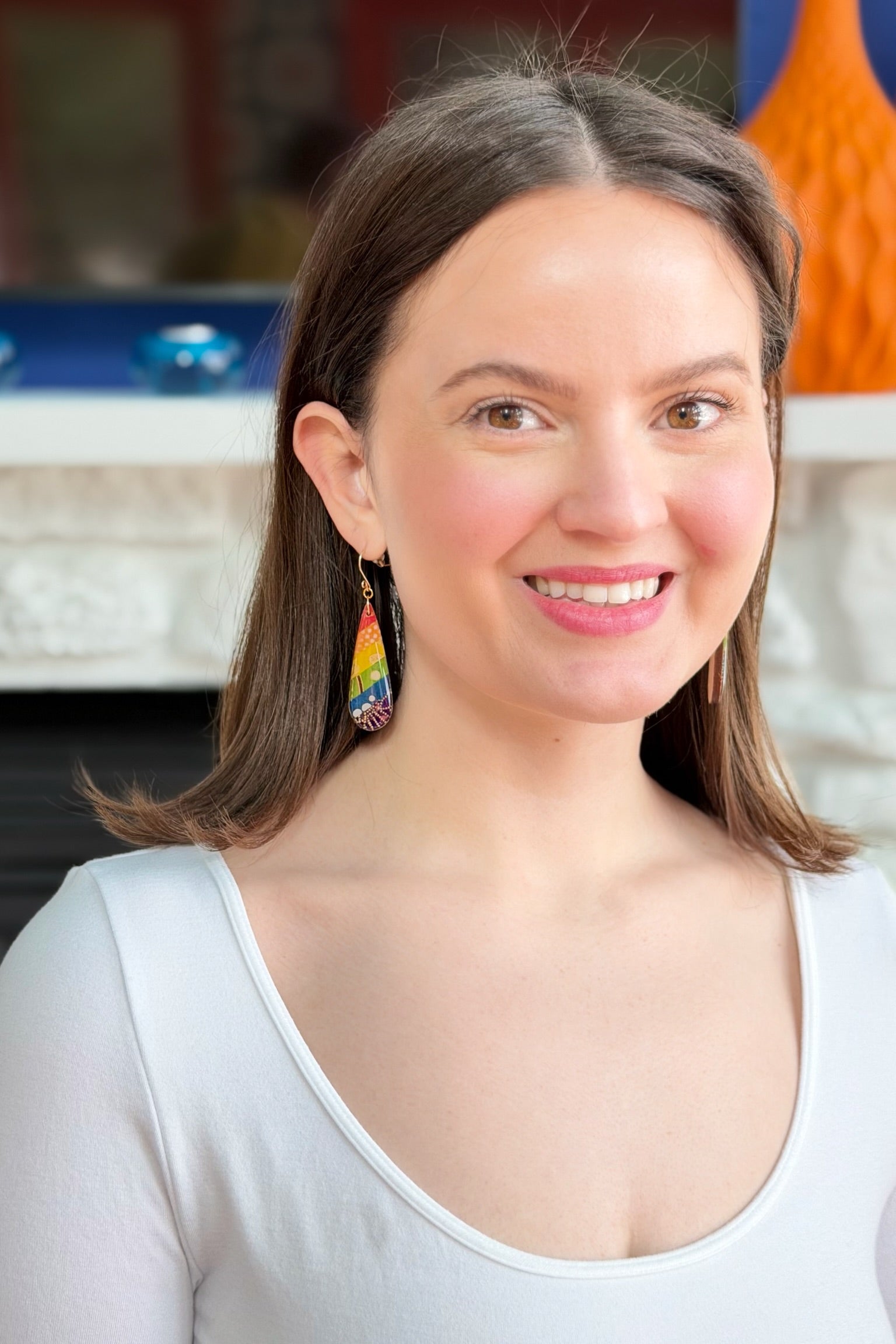 Teardrop Rainbow Collage Earrings