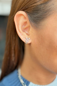 Shooting Stars Stud Earrings Silver