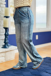 Faux Jeans Track Pants - Blue