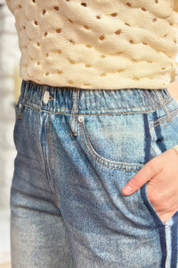 Faux Jeans Track Pants - Blue