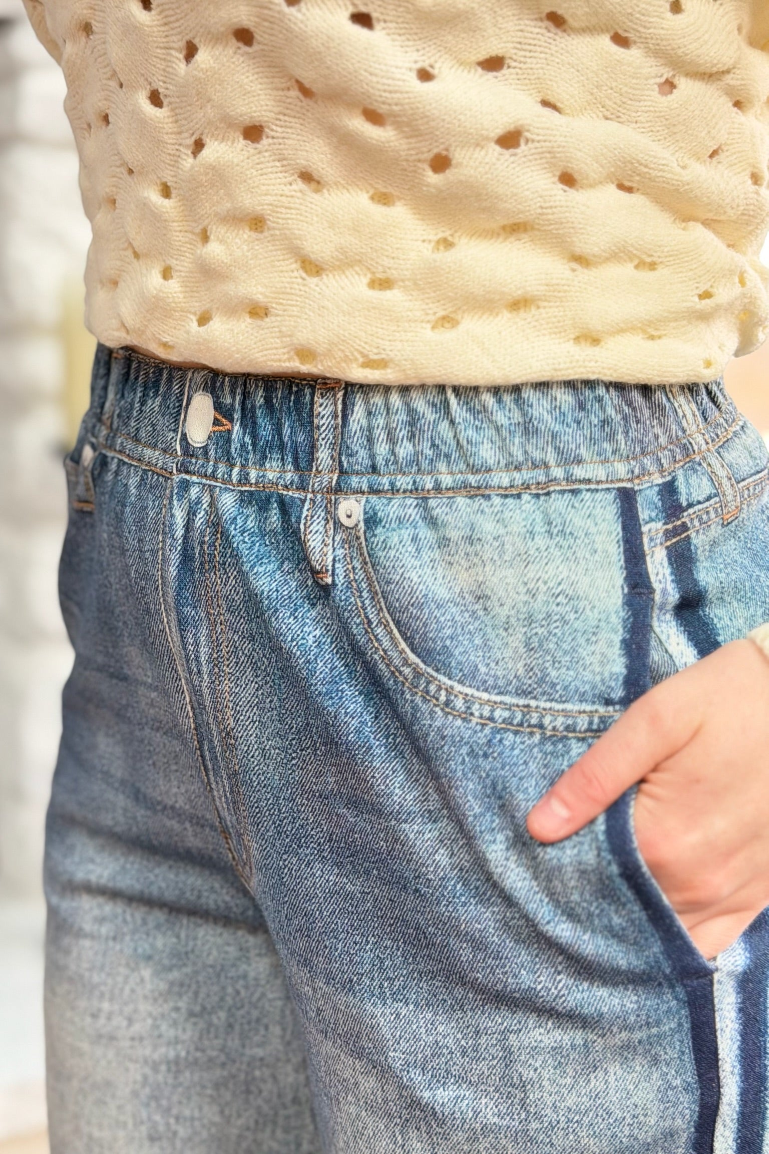 Faux Jeans Track Pants - Blue