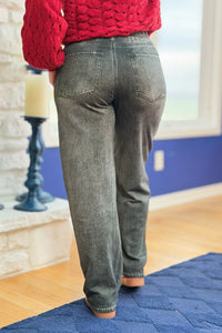 Faux Jeans Track Pants - Charcoal