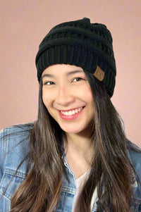Faux Lined Stamped Beanie
