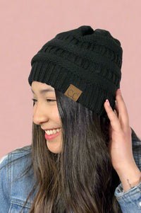 Faux Lined Stamped Beanie