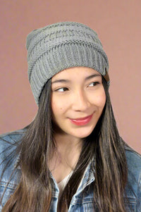 Faux Lined Stamped Beanie