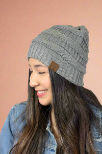Faux Lined Stamped Beanie