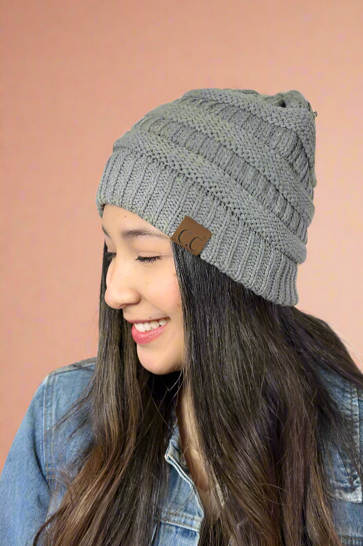 Faux Lined Stamped Beanie