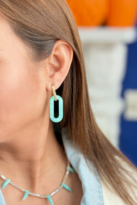 Resin Hook Drop Earring - Blue